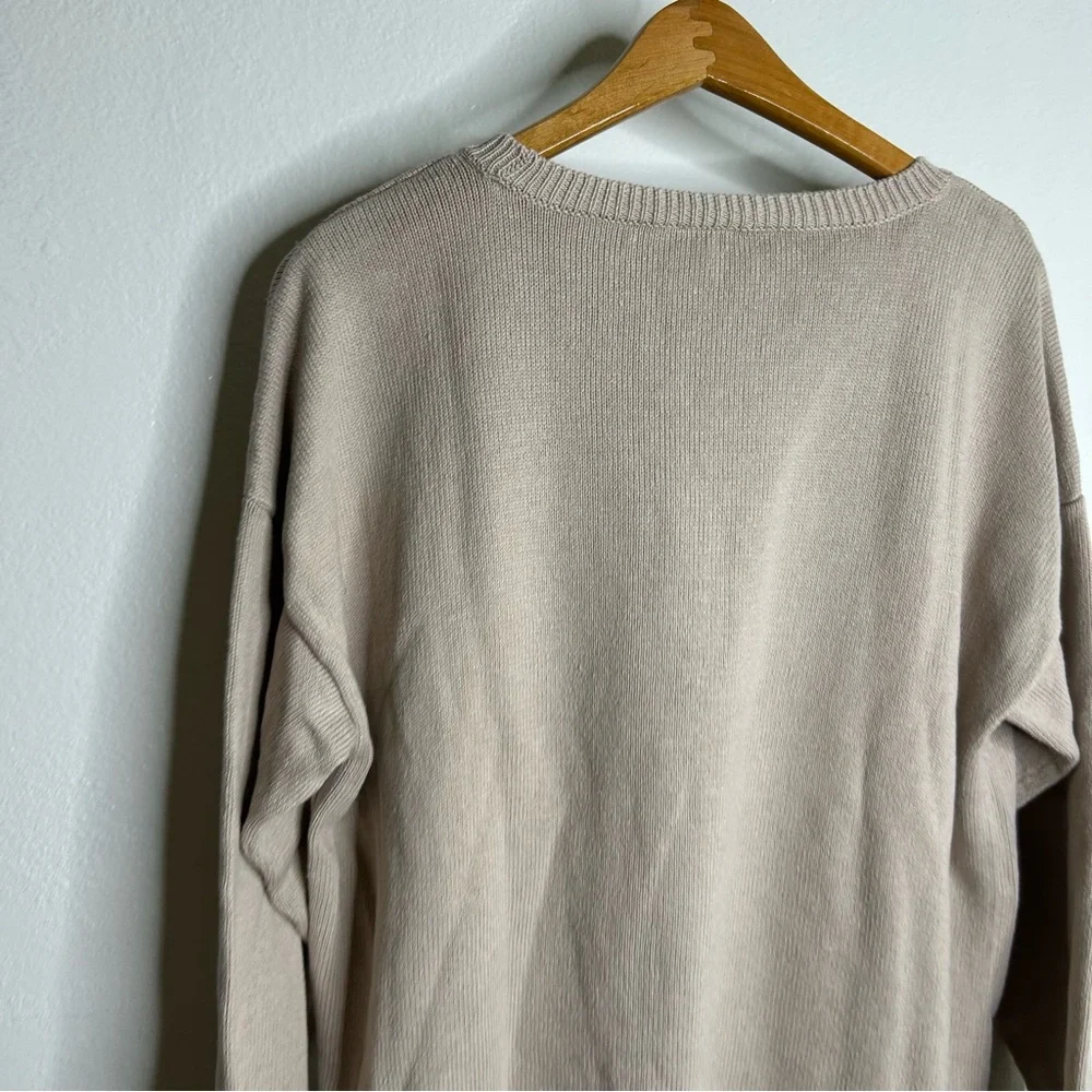 Eileen Fisher Organic Cotton Linen Tan Neutral Knit Pullover Sweater